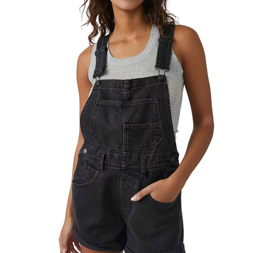 NWT Free People Women's Ziggy Cotton Adjustable-Straps Shortalls Overalls Size M